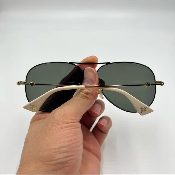 Gucci Sunglasses New Authentic Unisex Black Aviator Sunglasses